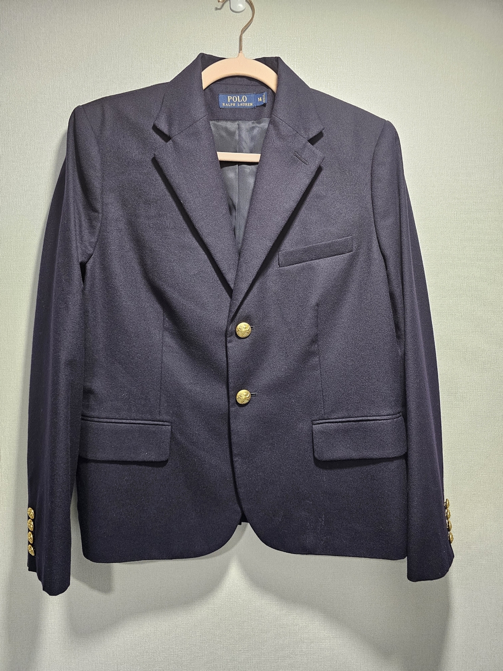 Polo Ralph Lauren Navy Wool Gold Button Blazer Women’s 14